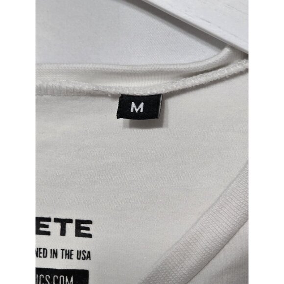 Alphalete Cropped Signature Logo Tee, White, Size Medium, Activewear. - Picture 4 of 8